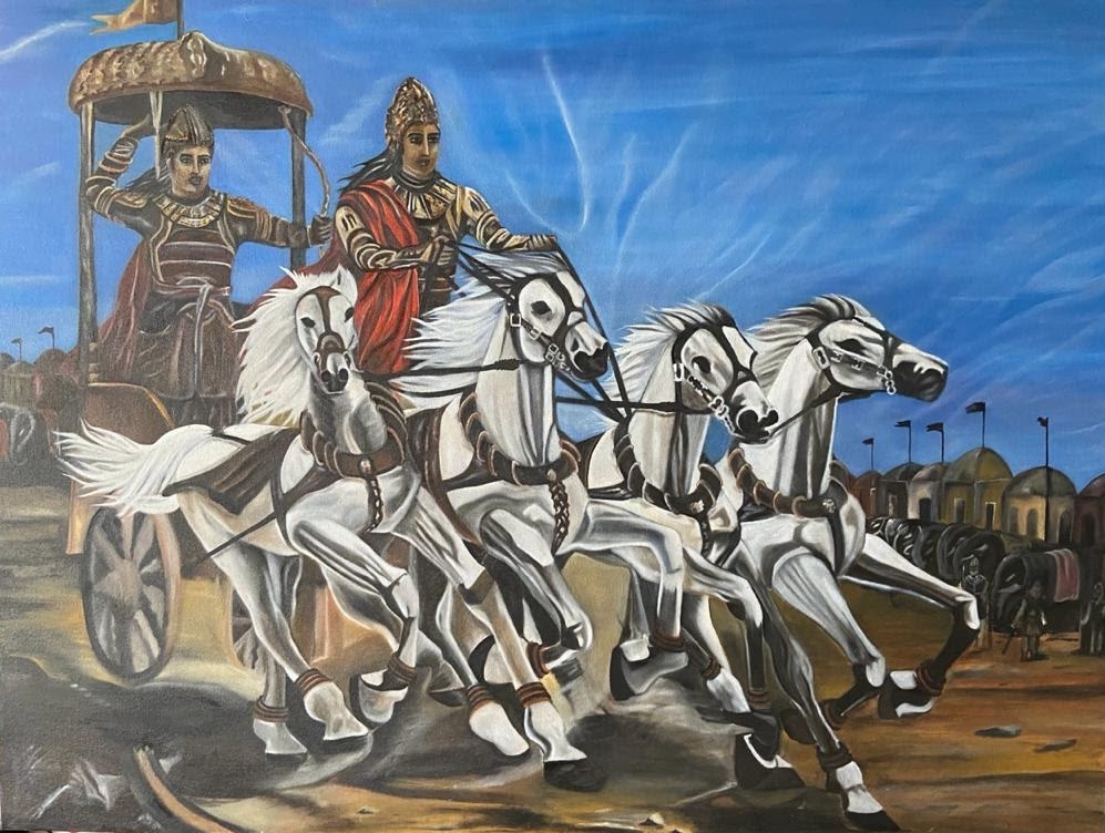 Krishna and Arjun on Chariot